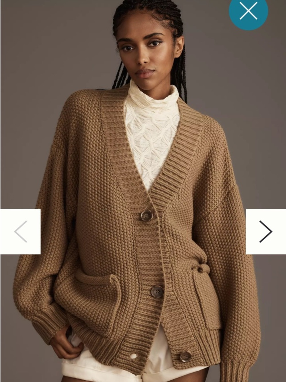 NWOT Anthropologie Raga Heather Oversized Cable Cardigan Sweater chunky sz L